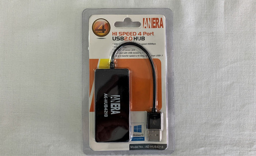 HUB ANERA HI SPEED 4 PUERTOS USB 2.0 PORTATIL