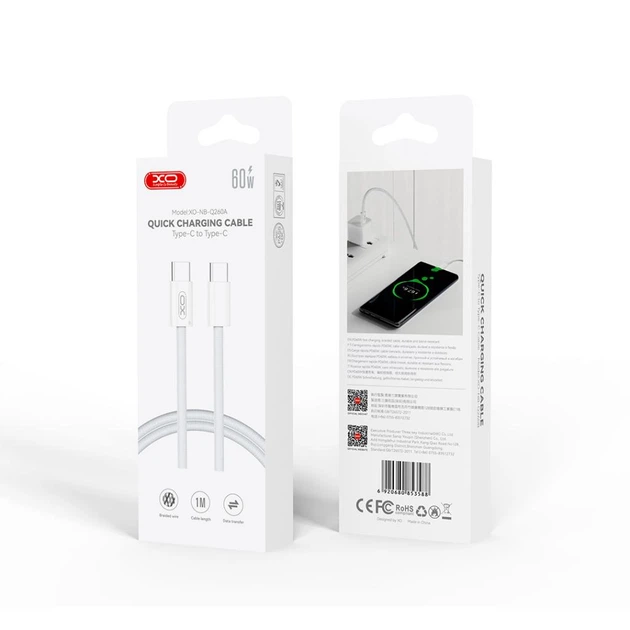 cable de carga tipo c a tipo c xo-nb-q260a