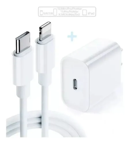 cargador cubo +  cable tipo c a tipo c iphone 35w