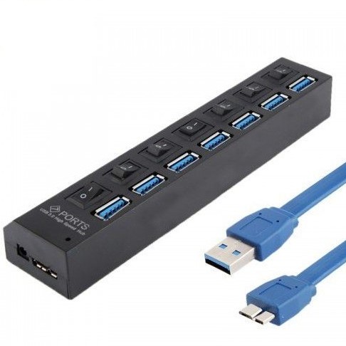 HUB 7 PUERTOS USB 2.0 CON SWITCH ANERA