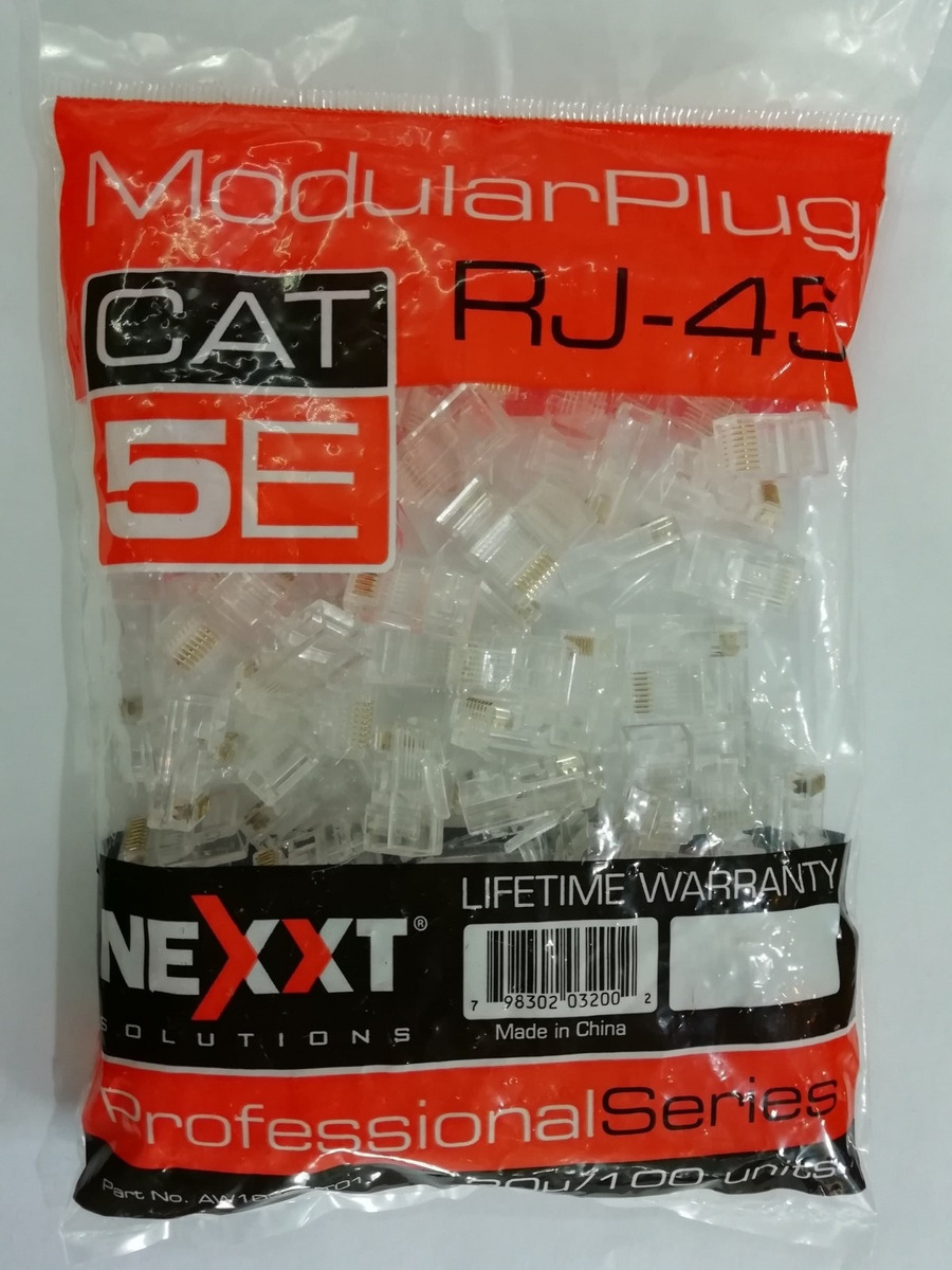 CONECTOR NEXXT RJ45 CAT 5E (FUNDA 100 UNIDADES)