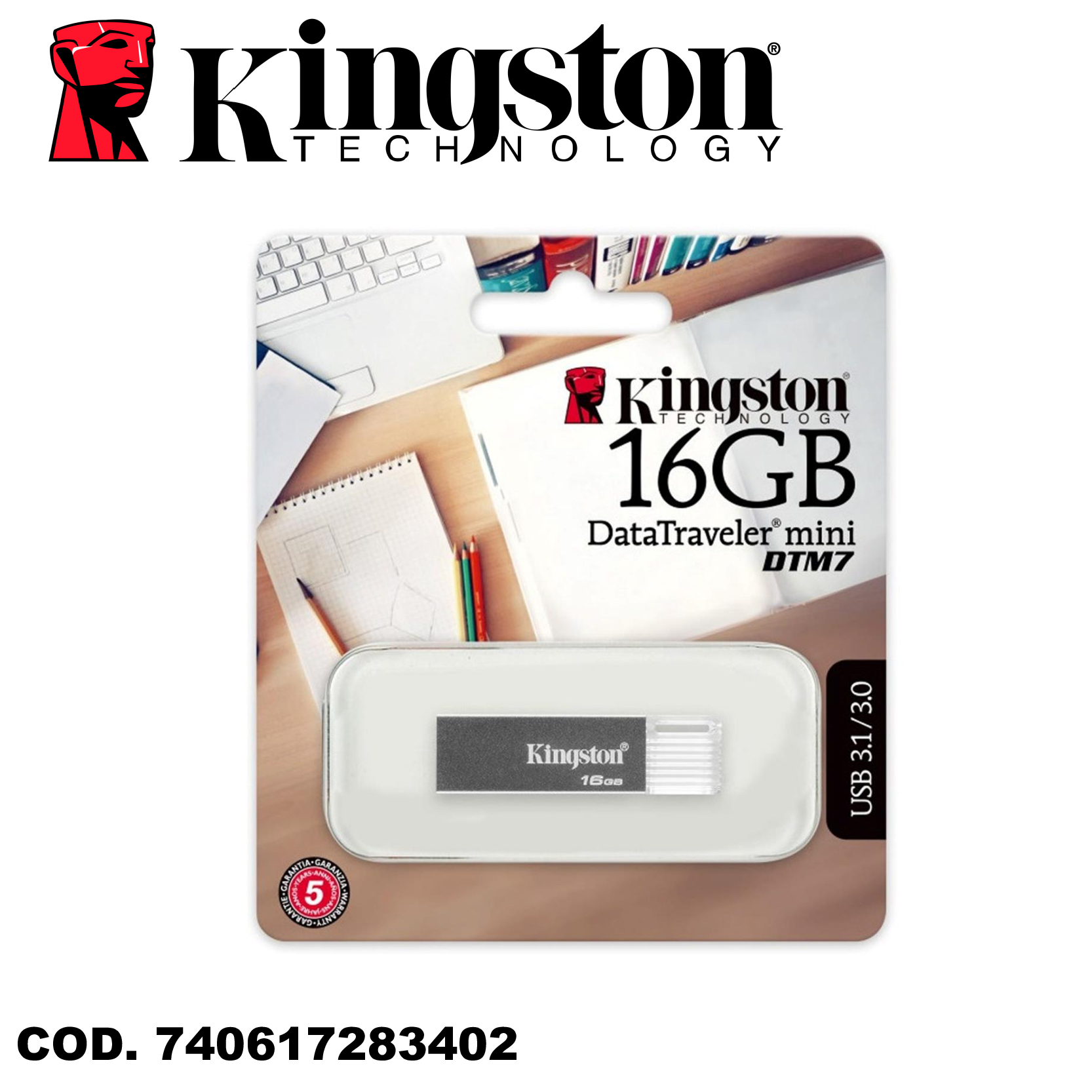 FLASH KINGSTON DE 16GB MODELO DTM7