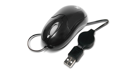 MOUSE XTECH XTM150 RETRACTIL AMBIDIESTRO 3 BOTONES USB - NEGRO