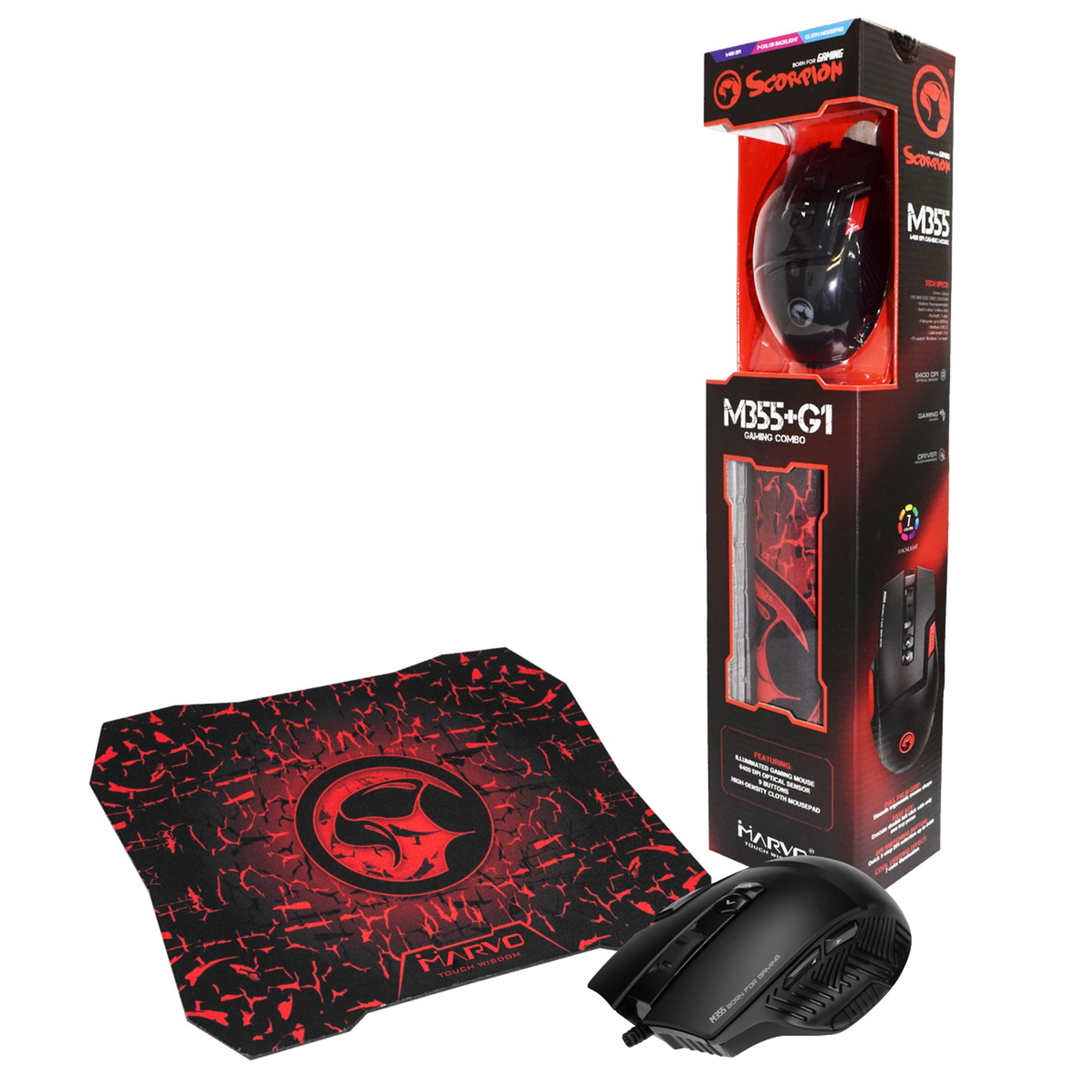 MOUSE + PAD MOUSE MARVO M355+G1 USB