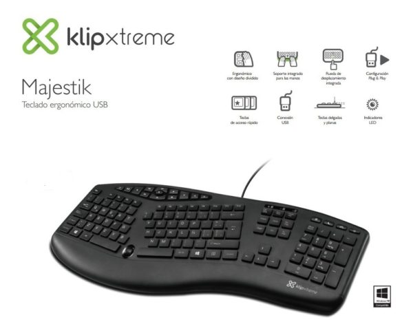 TECLADO KLIP XTREME MULTIMEDIA ERGONOMICO USB KBK-250