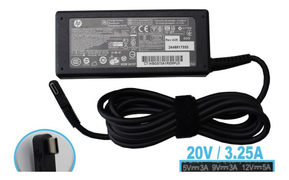 CARGADOR LAPTOP HP 20V 3.25A 60W TIPO C