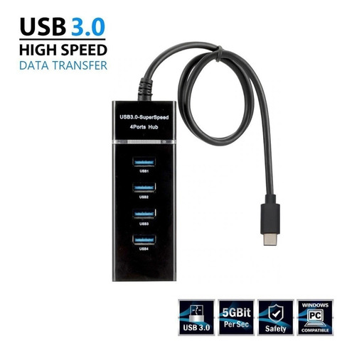 HUB TIPO C 4 PUERTOS USB 3.0