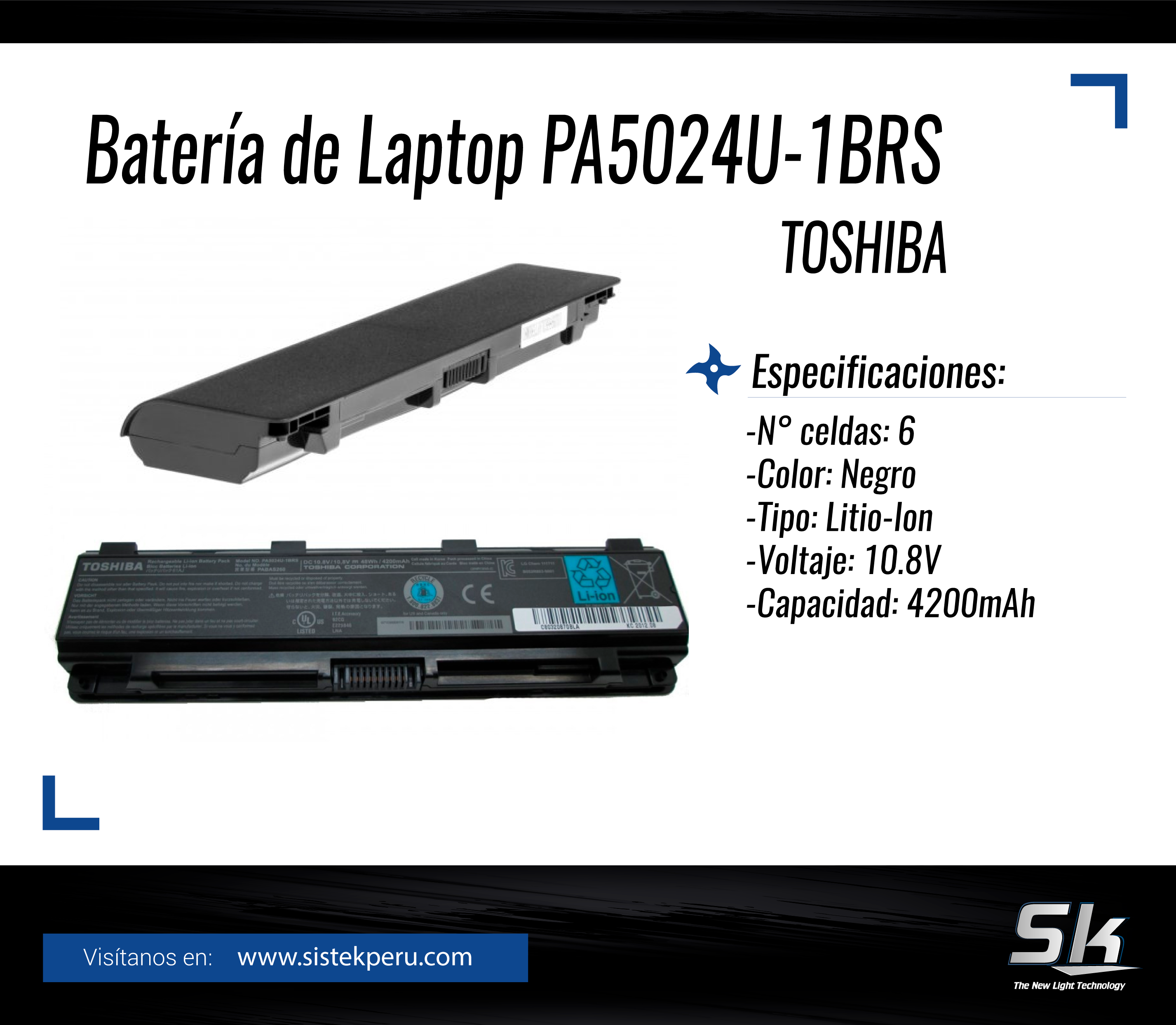 BATERIA LAPTOP TOSHIBA PA5024U-1BRS