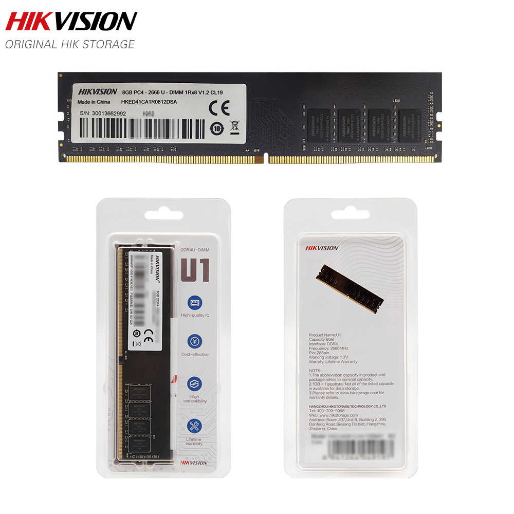 MEMORIA RAM HIKVISION PC (UDIMM) 8GB DDR4 2666MHZ - 288PIN - 1.2V