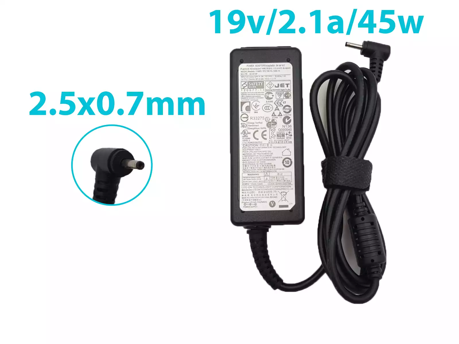 CARGADOR LAPTOP SAMSUNG 19V 2.1A PLUG 3.0X1.1