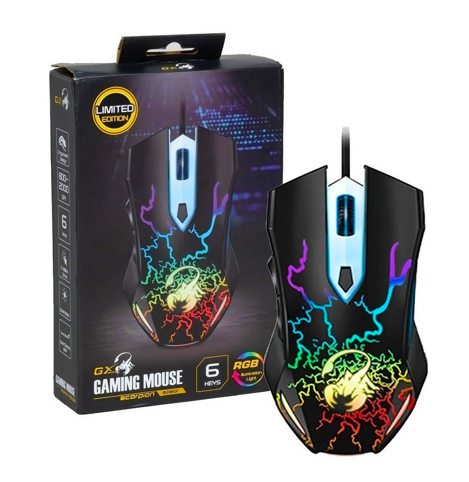 MOUSE GENIUS SCORPION SPEAR USB LED 6 BOTONONES