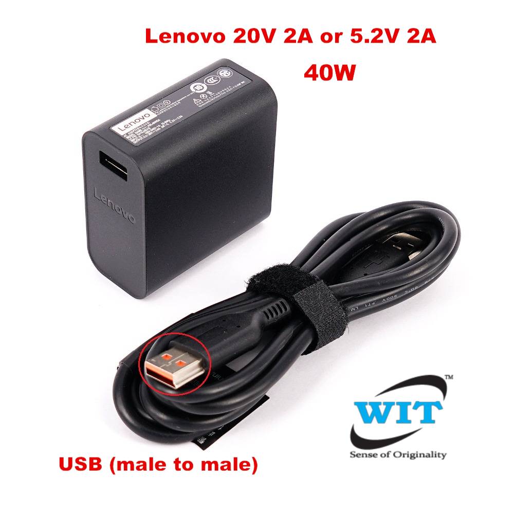 CARGADOR LAPTOP LENOVO 20V 2.0 A OR 5.2V 2.0A USB