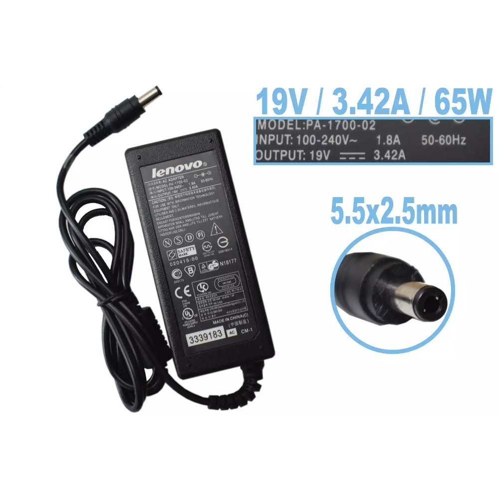 CARGADOR LAPTOP LENOVO 19V 3.42A 5.5X2.5MM