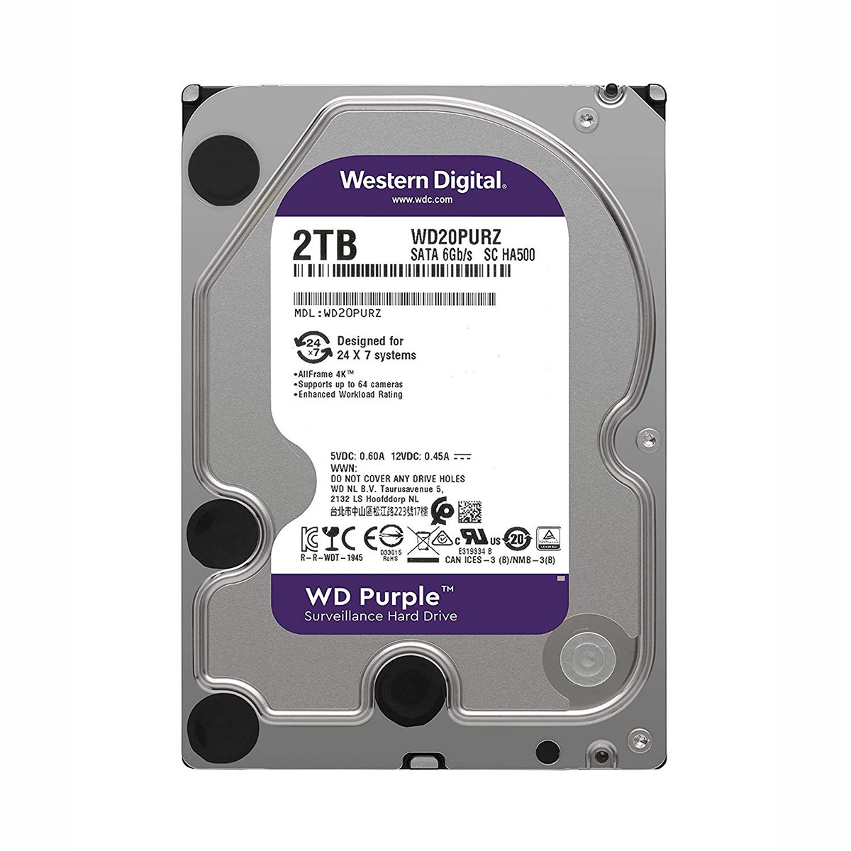 DISCO DURO WESTER DIGITAL 2TB PURPLE 3,5" SATA-PC