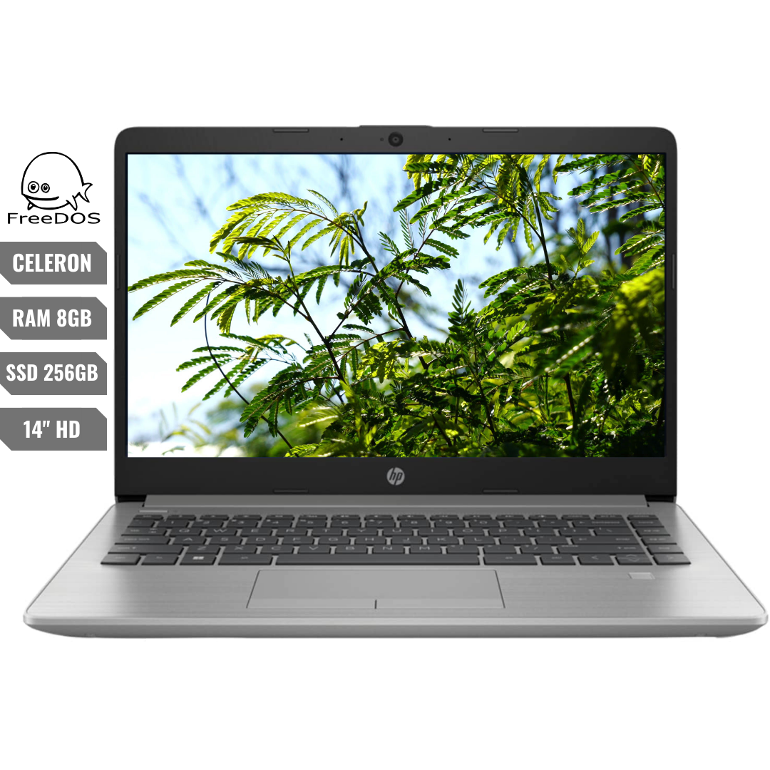 LAPTOP HP 240 G9 14” HD CELERON N4500 8GB RAM 256GB SSD NVME TECLADO ESPAÑOL FREEDOS COLOR NEGRO